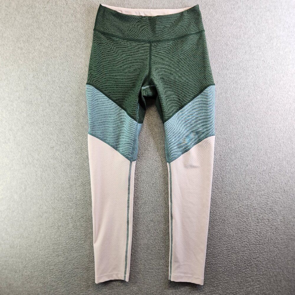 Outdoor Voices Leggings Womens M Green Pink Chevron Mid Rise Ankle Workout
